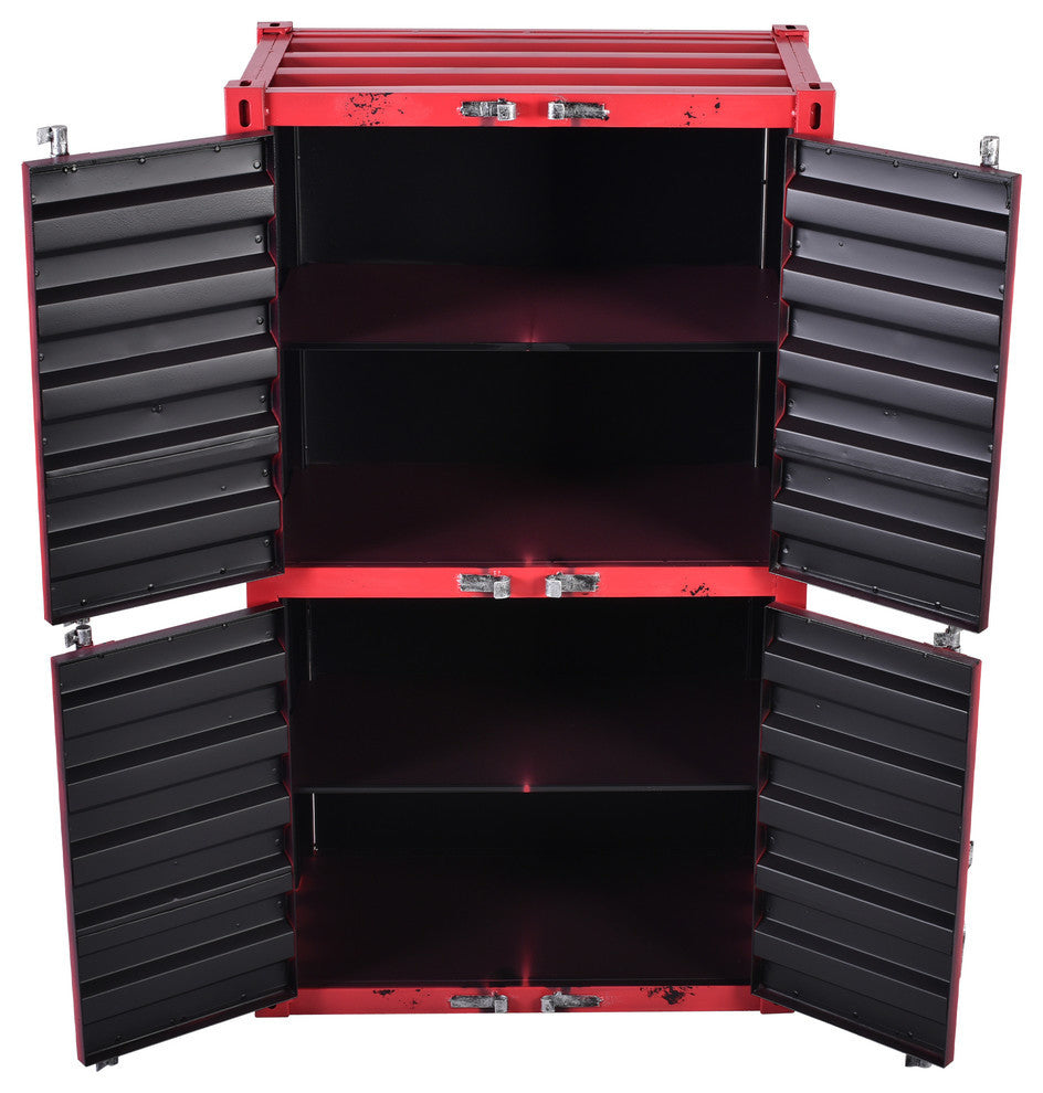 Griffen Industrial Metal Cabinet, Red