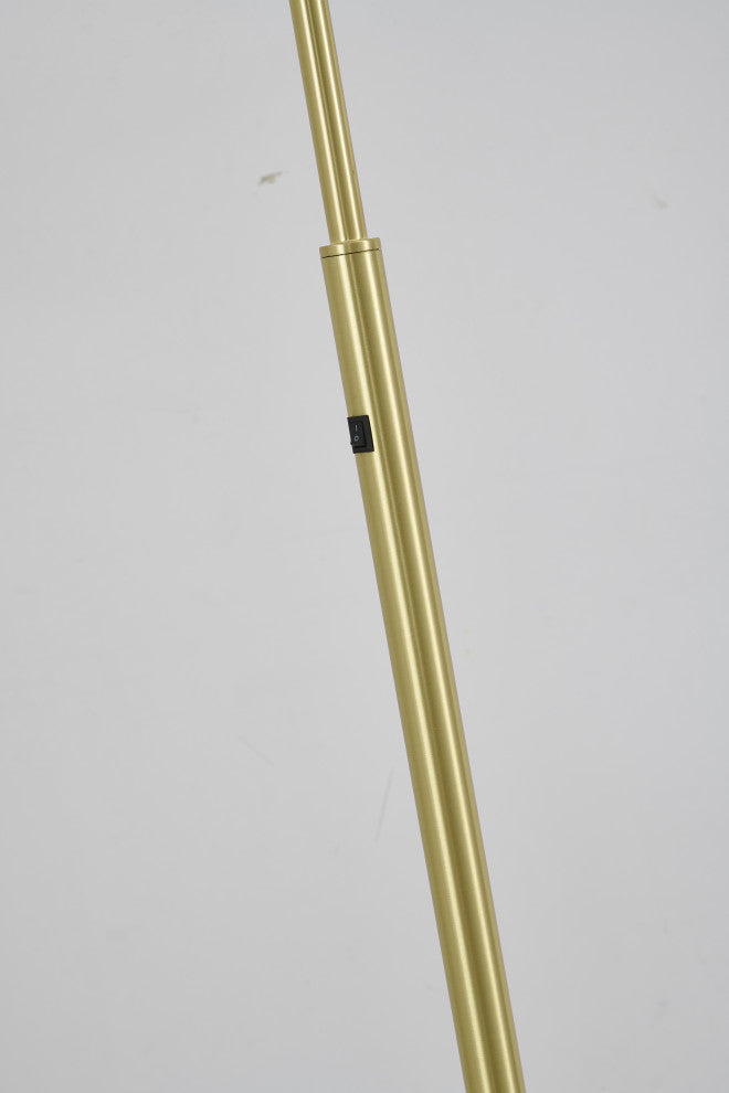 1-Light Satin Brass Metal Floor Lamp With A Metal Shade