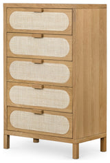 Allegra 5 Drawer Dresser-Natural Cane