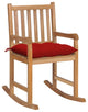 Vidaxl Rocking Chair With Red Cushion Solid Teak Wood
