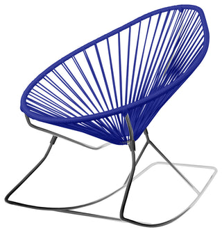 Acapulco Indoor/Outdoor Handmade Rocker, Deep Blue Weave, Chrome Frame