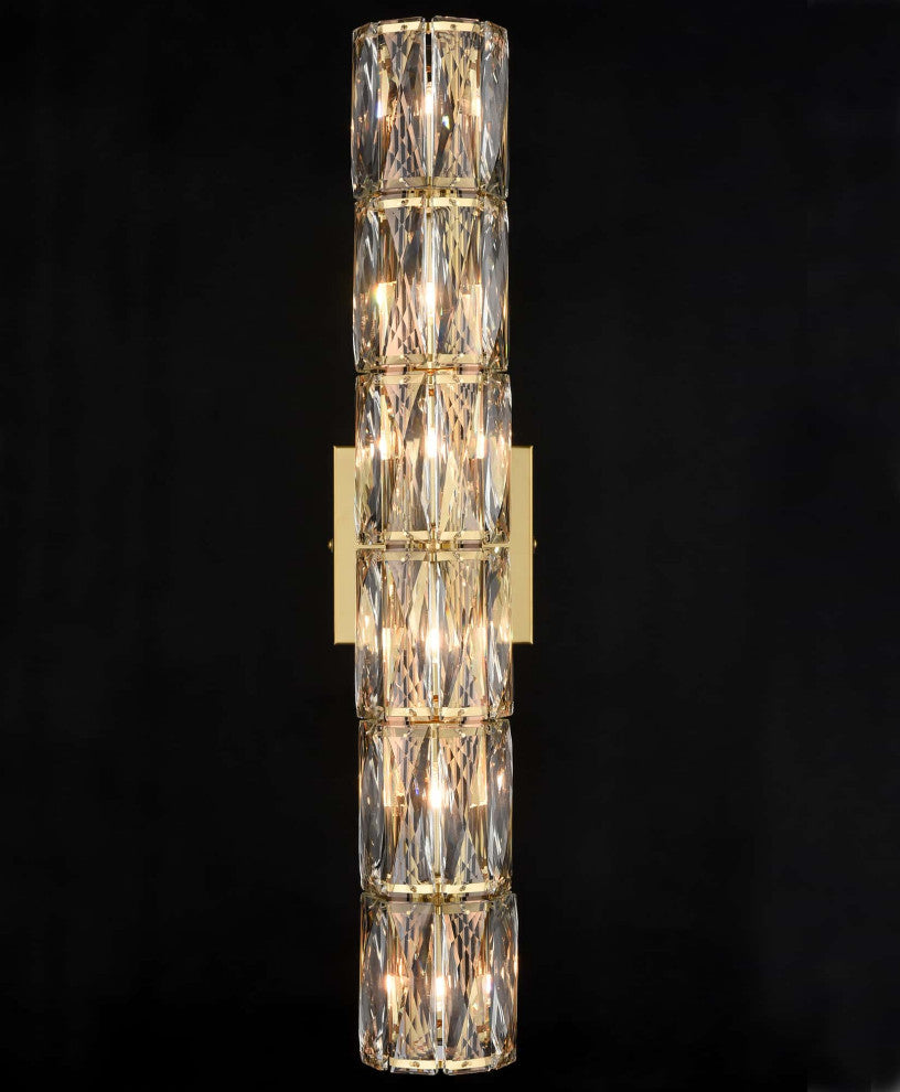 Wall Sconce Modern Crystal Light Bathroom Wall Lighting, Gold, 6-Light