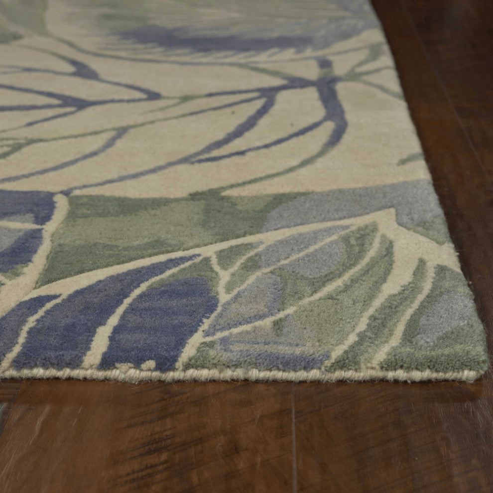 7' X 9'  Wool Blue Or  Green Area Rug