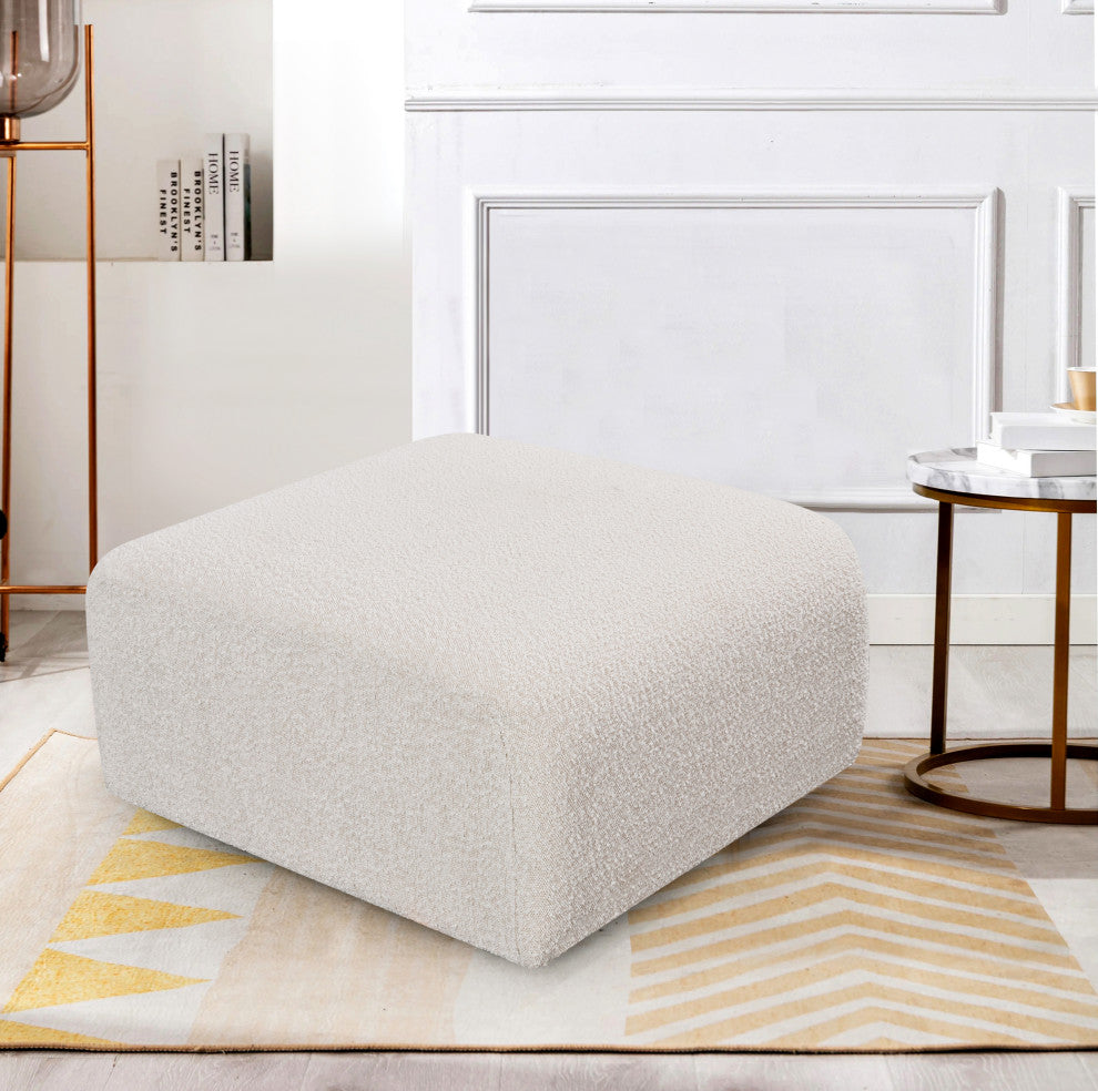 Arc Upholstered Modular Component, Cream, 1-Piece: Ottoman, Boucle Fabric