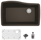 Karran Undermount Quartz 33" Single Bowl Kitchen Sink Kit, Brown