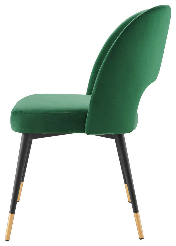 Side Dining Chair, Set of 2, Velvet, Green, Cafe Bistro Restaurant Hospitality