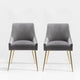 WestinTrends 2PC Velvet Upholstered Accent Chair Set w/ Gold Metal Legs, Gray