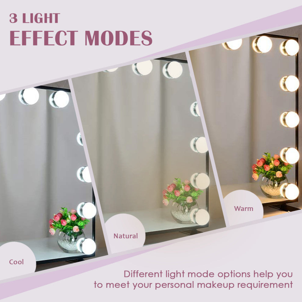 Hollywood Touch Duo Tone Wide LED Makeup Mirror, Silver