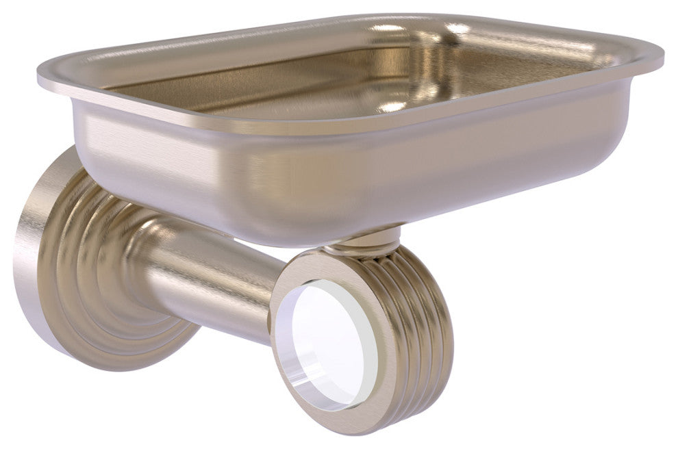 Pacific Beach Wall-Mount Soap Dish Holder with Groovy Accents, Antique Pewter