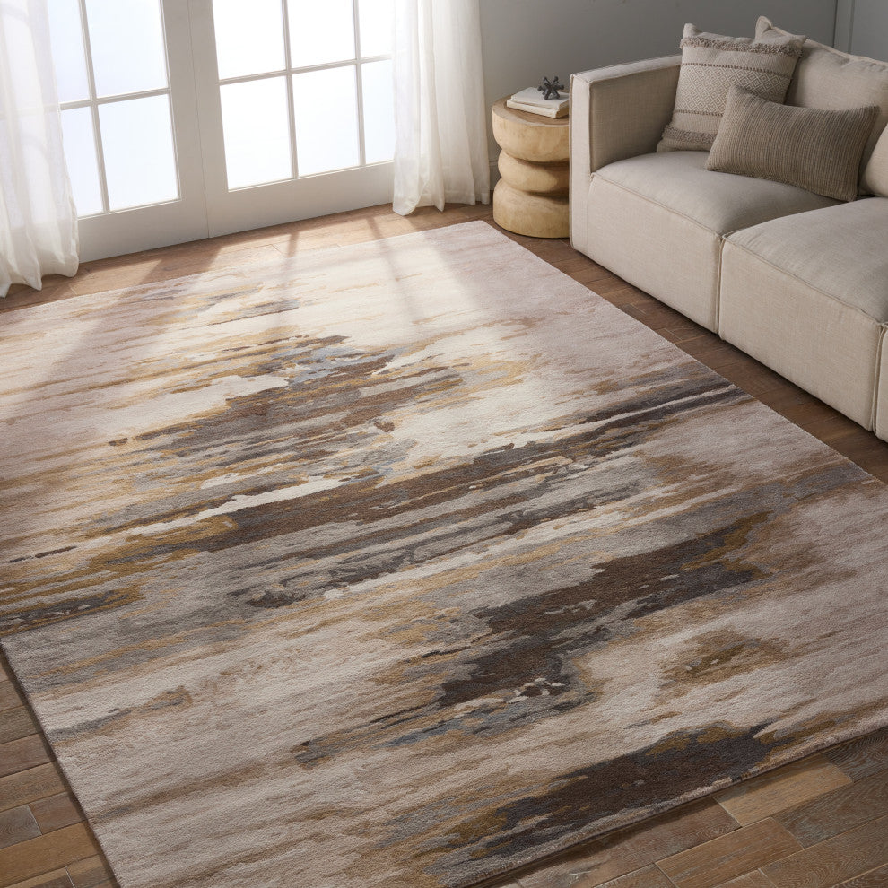 Jaipur Living Ryenn Handmade Abstract Cream/Gold Area Rug, 6' Rnd