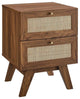 Modway Soma 2-Drawer Rattan MDF and Particleboard Nightstand in Walnut