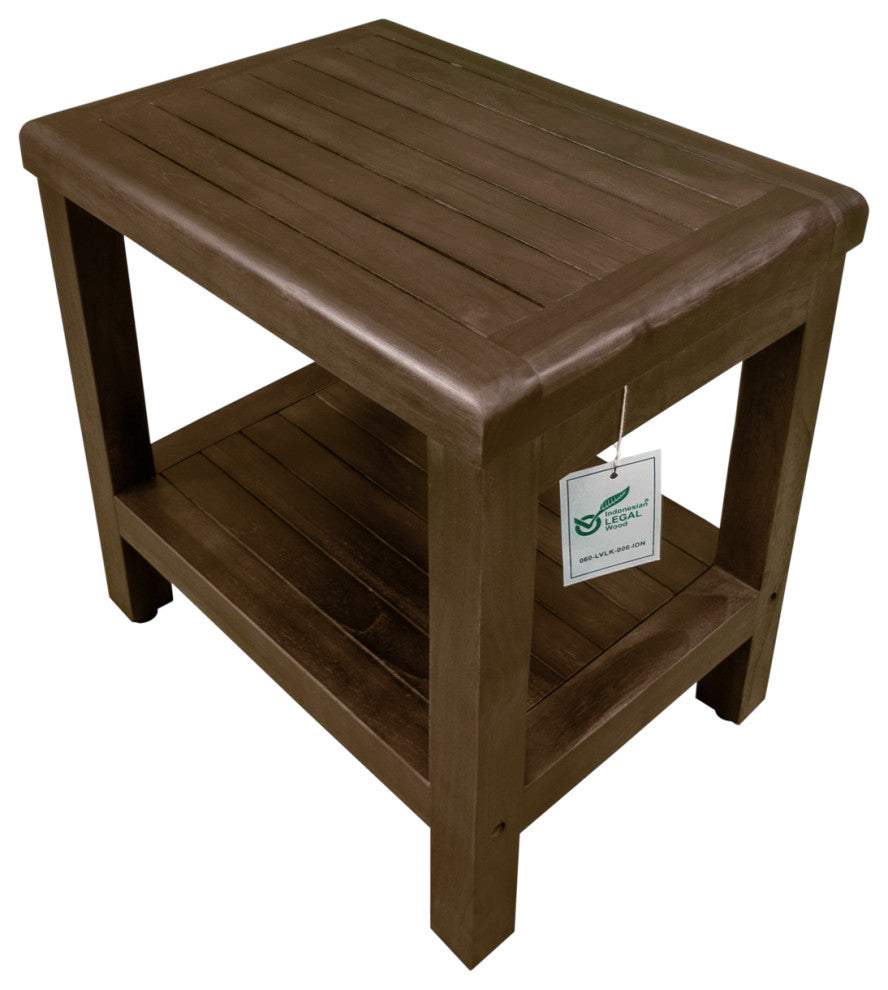 DecoTeak Classic 18" Teak Shower Bench With Shelf