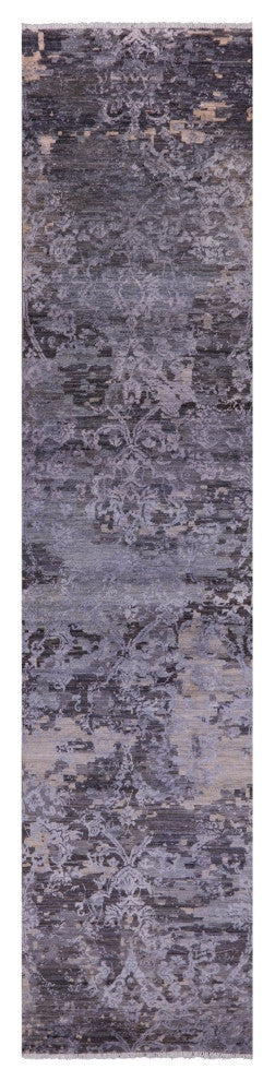 2' 8" X 11' 10" Runner Modern Handmade Wool and Silk Rug Q10335
