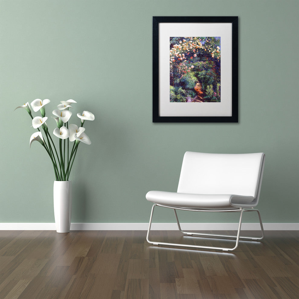David Lloyd Glover ''Rose Arbor Pathway'' Art, Black Frame, 11"x14", White Matte