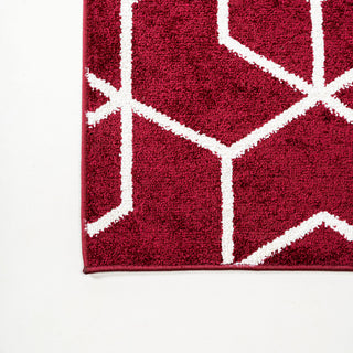 Tumbling Blocks Modern Geometric Red/White 8'x10' Area Rug