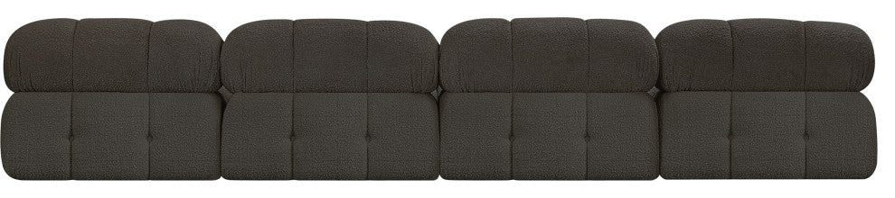 Ames Boucle Fabric Modular Sofa, Brown, 4-Piece: 4 Armless Chair