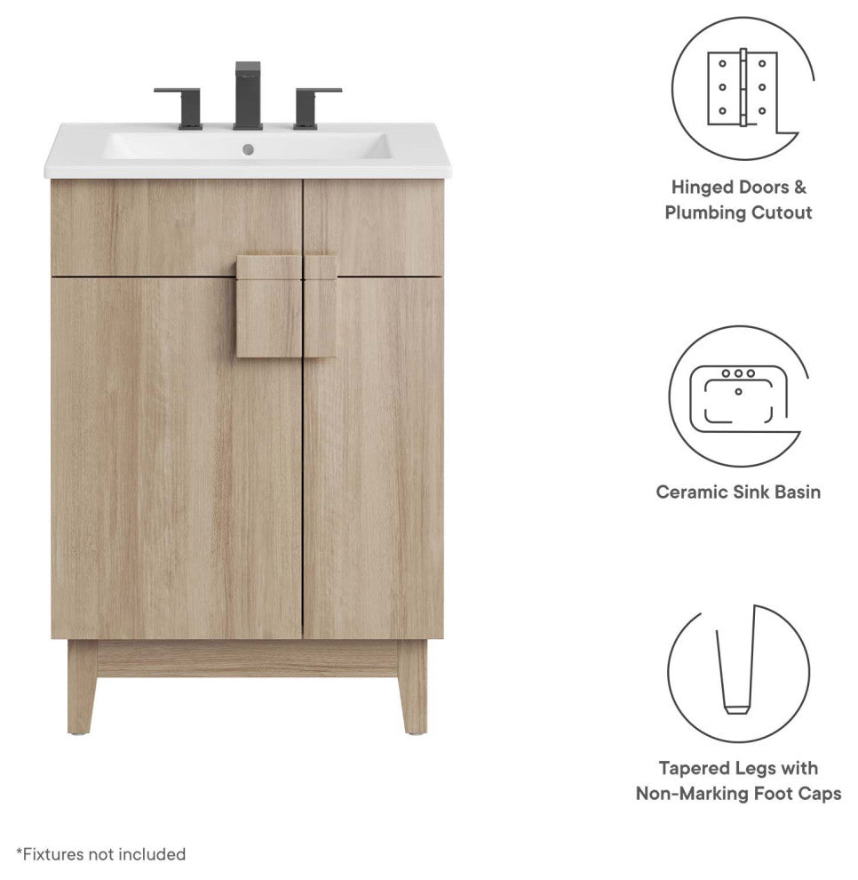 Miles 24" Bathroom Vanity - White Oak