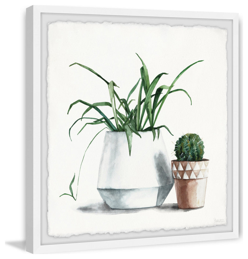"Potted Green Plants" Framed Painting Print