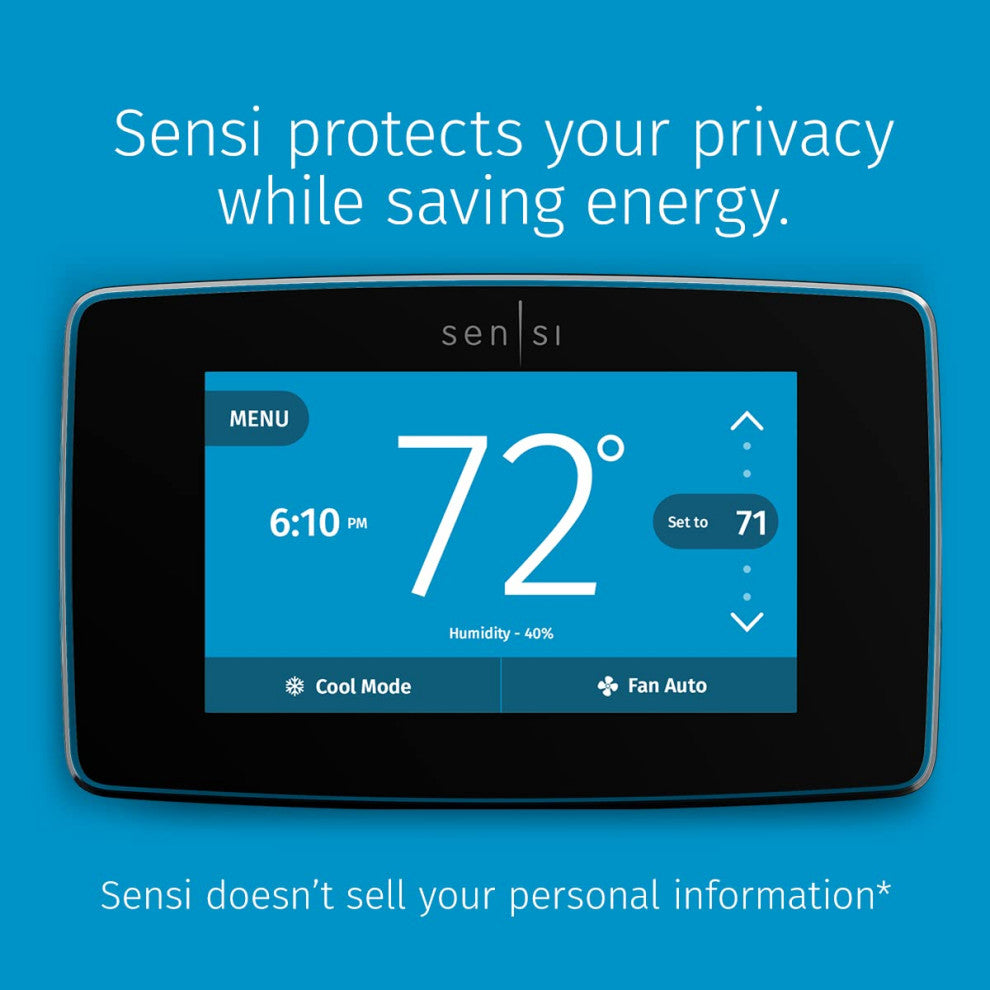 Sensi Touch Smart Thermostat Touchscreen Color Display, Programmable., Black