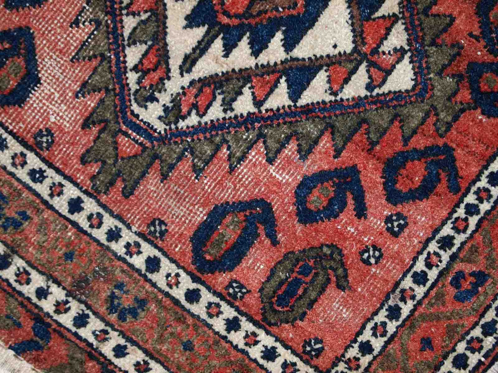 Handmade vintage Persian Kurdish bagface rug 1.8' x 1.9' (55cm x 59cm) 1930s
