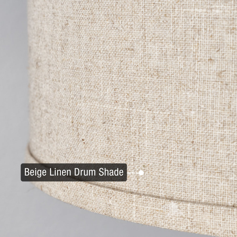 Kira Home Newport 14" Ceiling Light, Beige Linen Drum Shade, Oil-Rubbed Bronze