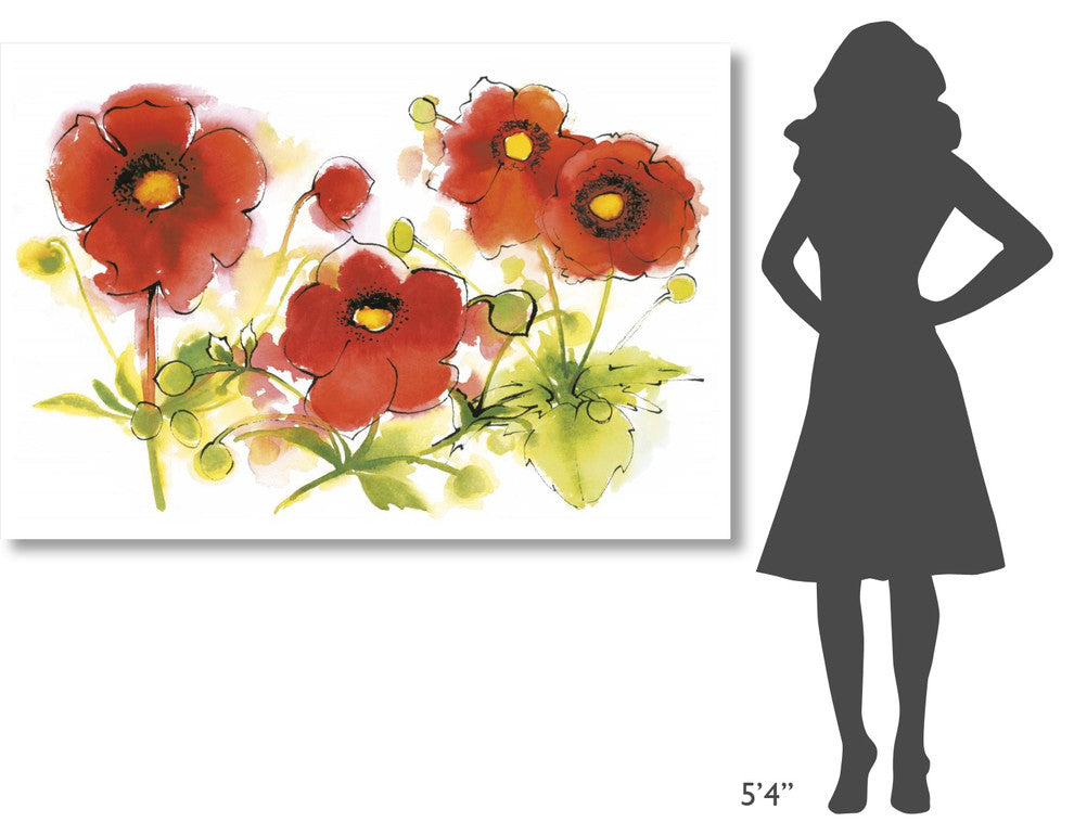 "Flores Rojas VI" Digital Paper Print by Shirley Novak, 62"x42"