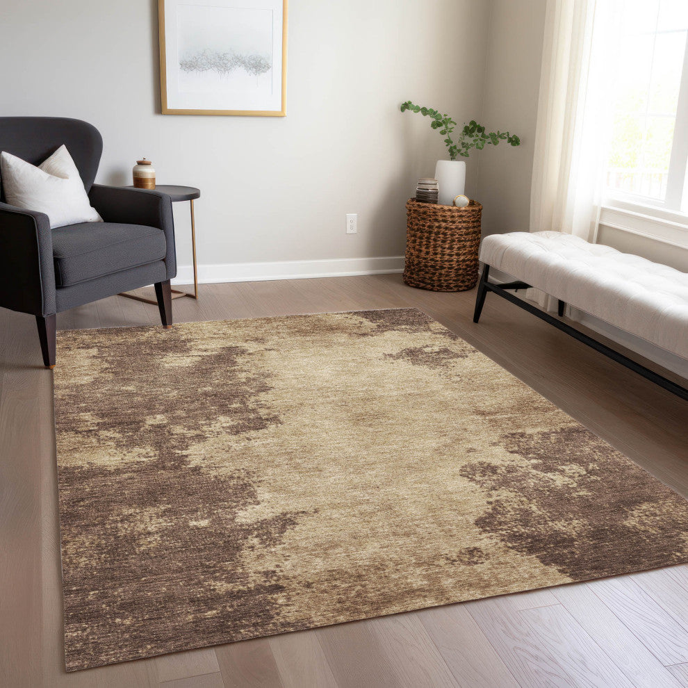 Machine Washable Indoor/Outdoor Chantille ACN1902 Brown 5' x 7'6" Rug