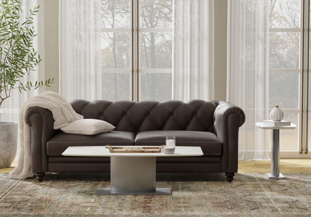 White Marble Top Coffee Table With Stainless Steel Base, White Marble Top