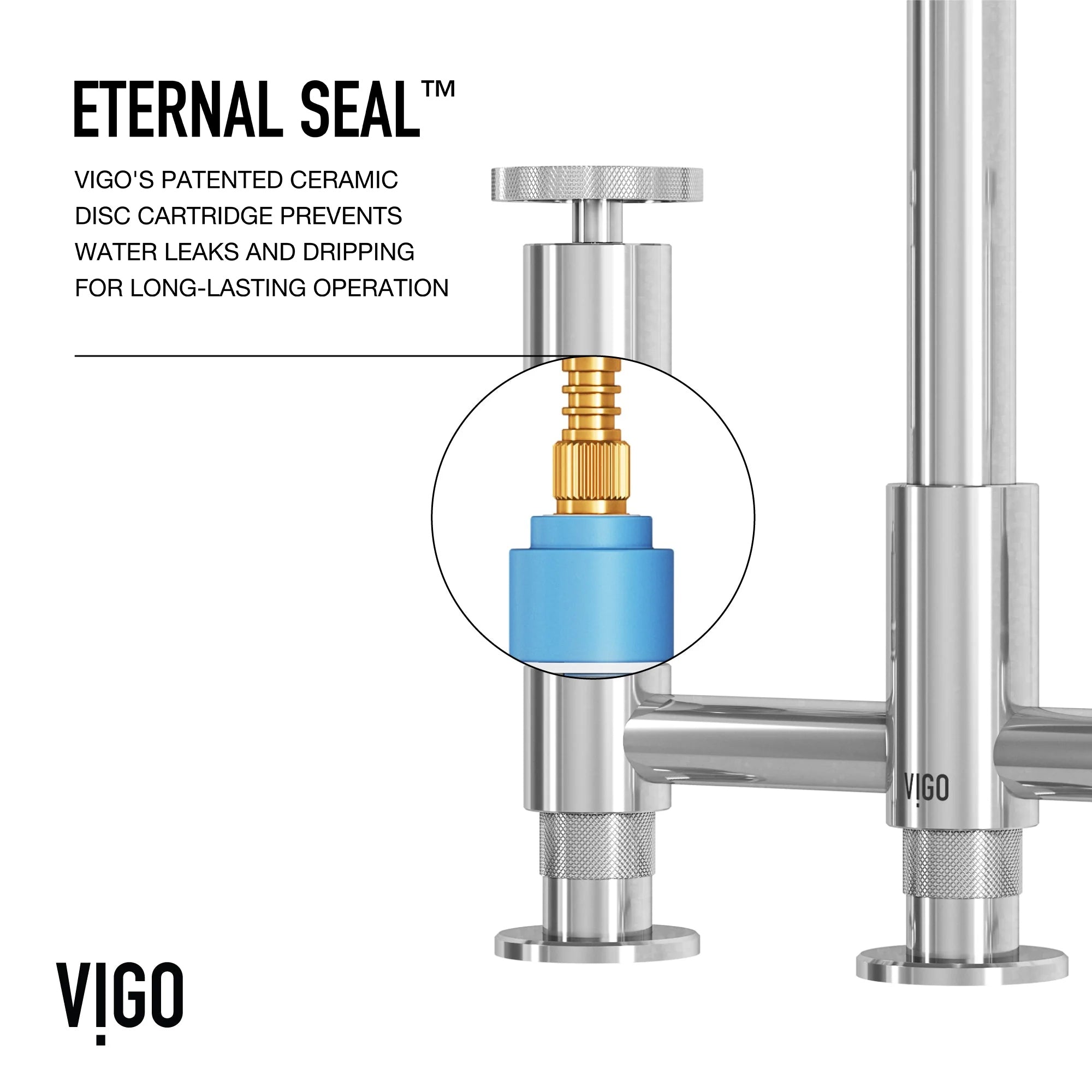 VIGO Cass 12" H 2-Handle Widespread Bridge Pull-Out Sprayer Kitchen Faucet, Chrome