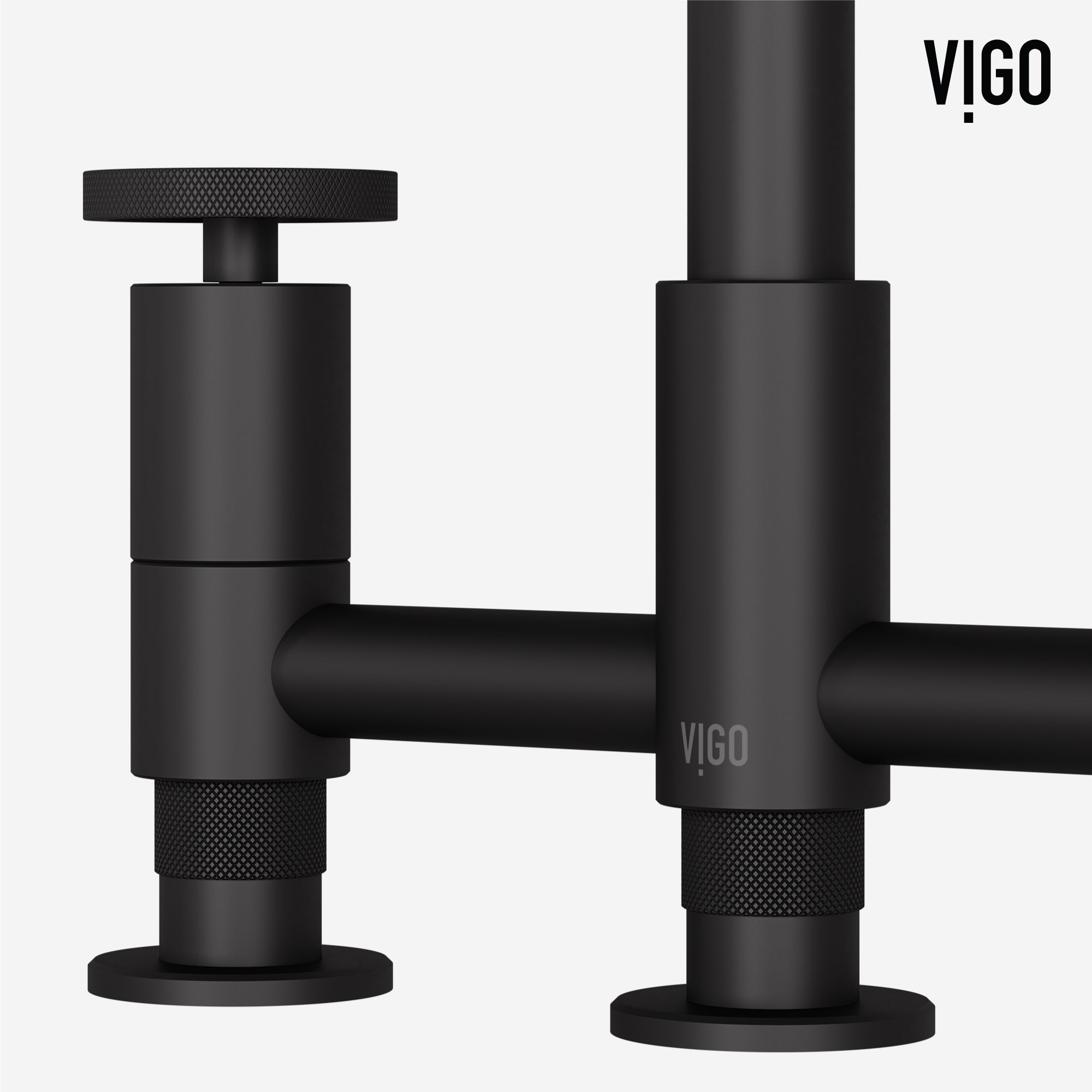 VIGO Cass 12" H 2-Handle Widespread Bridge Pull-Out Sprayer Kitchen Faucet, Matte Black