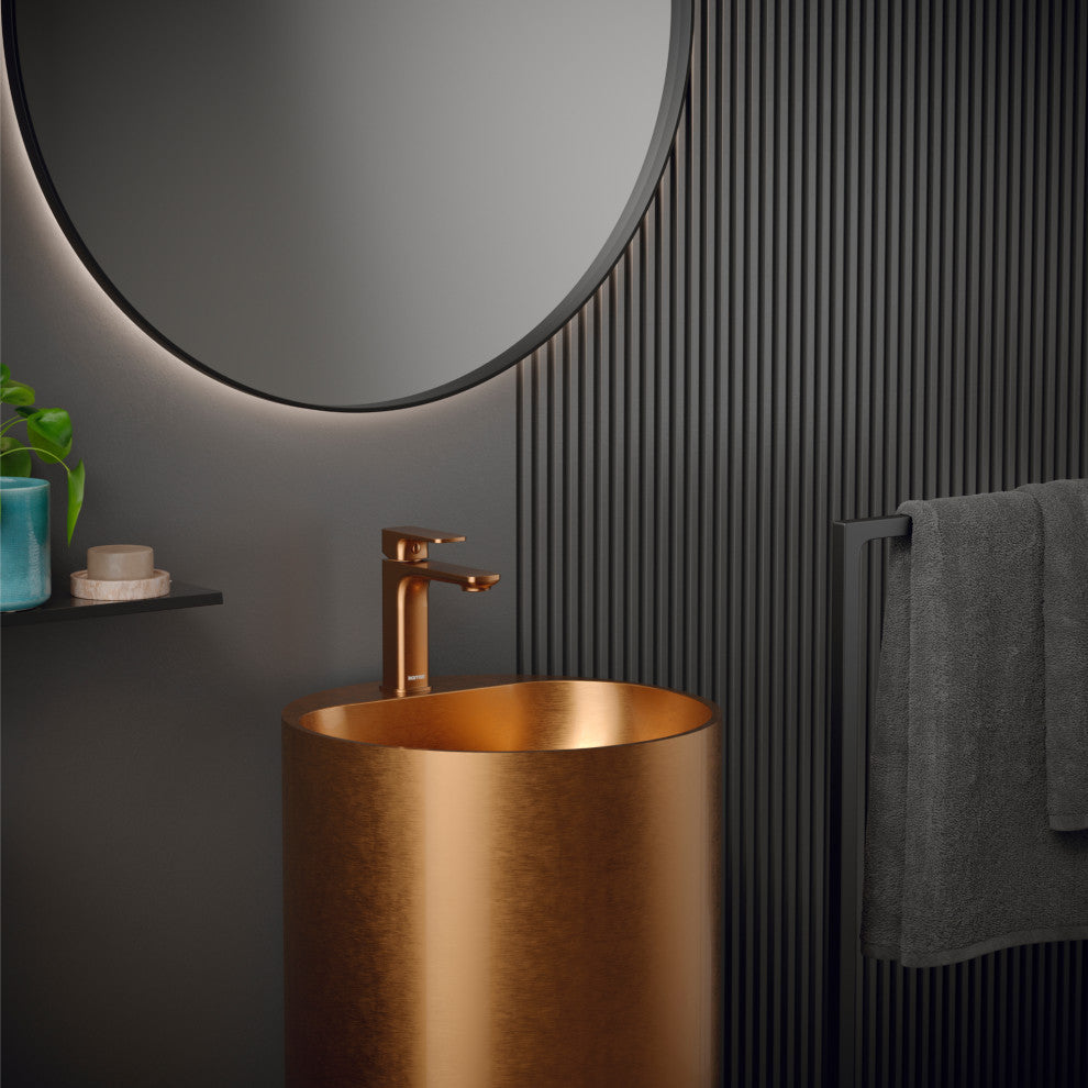 Karran 1-Handle 1-Hole Bathroom Faucet With Pop-up Drain, Brushed Copper