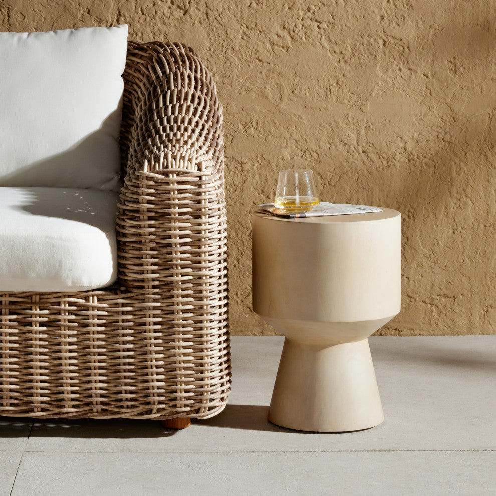 Jovie Outdoor End Table-Ivory Teak