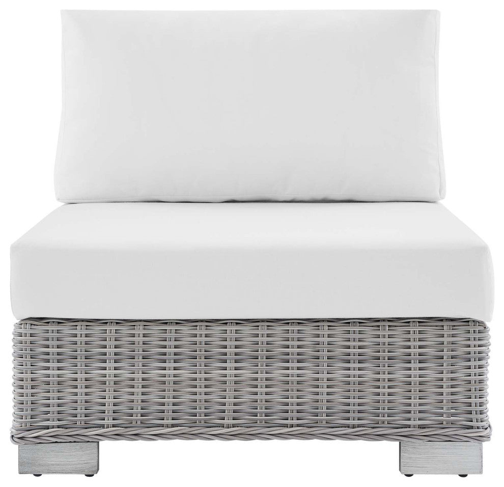 Lounge Chair, Sunbrella, Rattan, Wicker, Gray White, Modern, Outdoor Patio