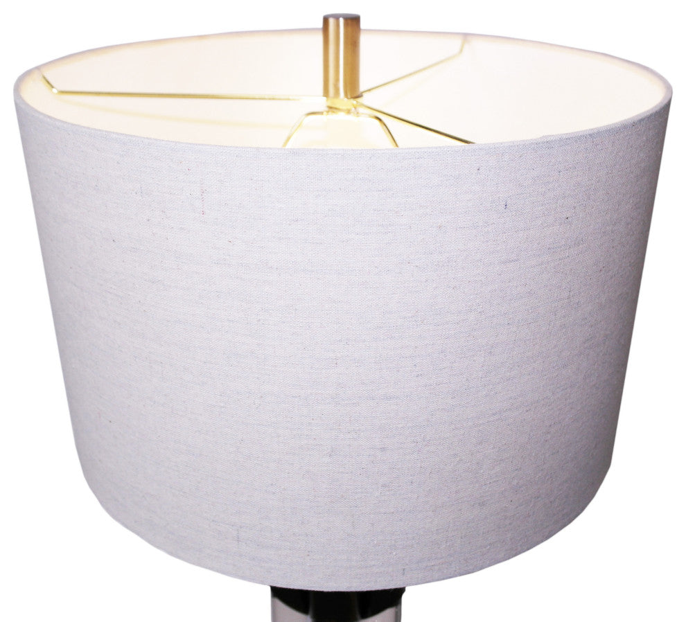 Clear Crystal Table Lamp, Antique Brass
