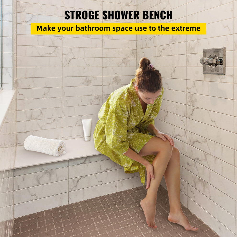 VEVOR Tile Shower Seat, 38.2"x11.4"x20" Corner Shower Bench 440lbs