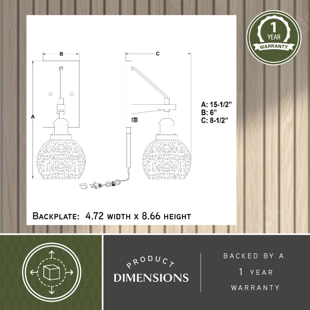 Avondale Wall Light Satin Nickel and Dark Sycamore
