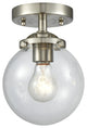 1-Light Beacon 6" Semi-Flush Mount, Brushed Satin Nickel, Glass: Clear