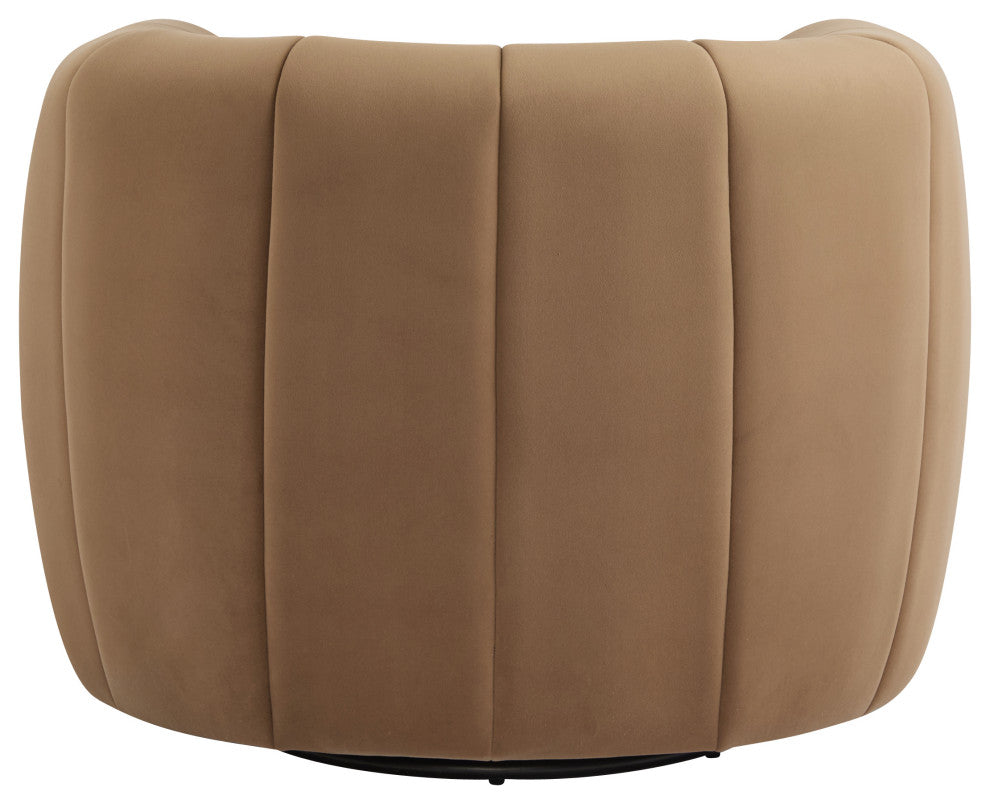 GDF Studio 360Â° Modern Swivel Club Chair, Metal Base, Velvet/Camel