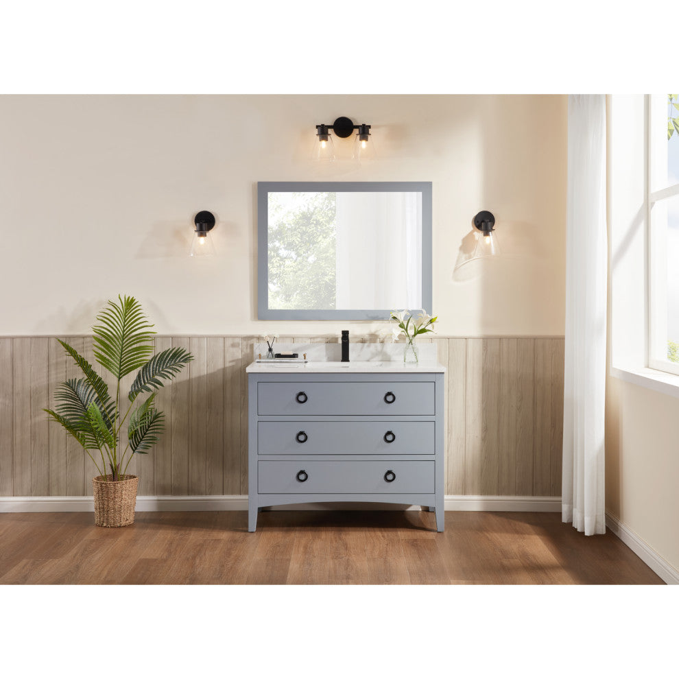 Legion Furniture WS2518 Series Bathroom Sink Vanity, Cadet, 42", Artificial Stone Top, Single Sink