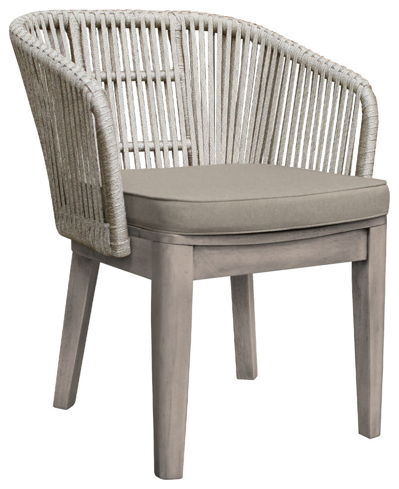 Haiti Patio Dining Chairs with Arms in Grey Acacia Wood and Rope - Set of 2