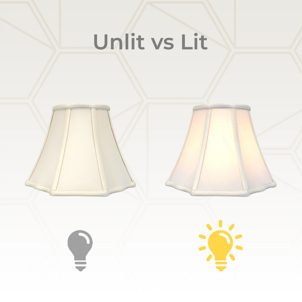 Royal Designs Flare Bottom Outside Corner Scalloped Basic Lamp Shade, Beige, Bei