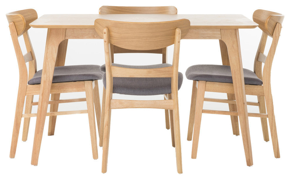 GDF Studio Mid-Century Modern 5 Piece Dining Set, Natural Oak/Dark Gray