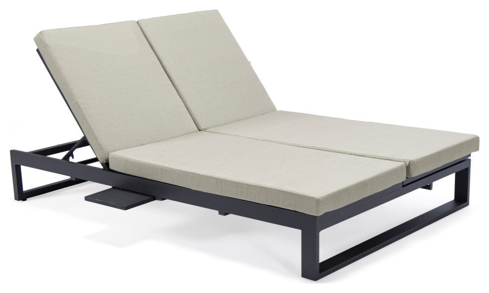 LeisureMod Chelsea Convertible 2-in-1 Sofa and Double Chaise Lounge, Beige