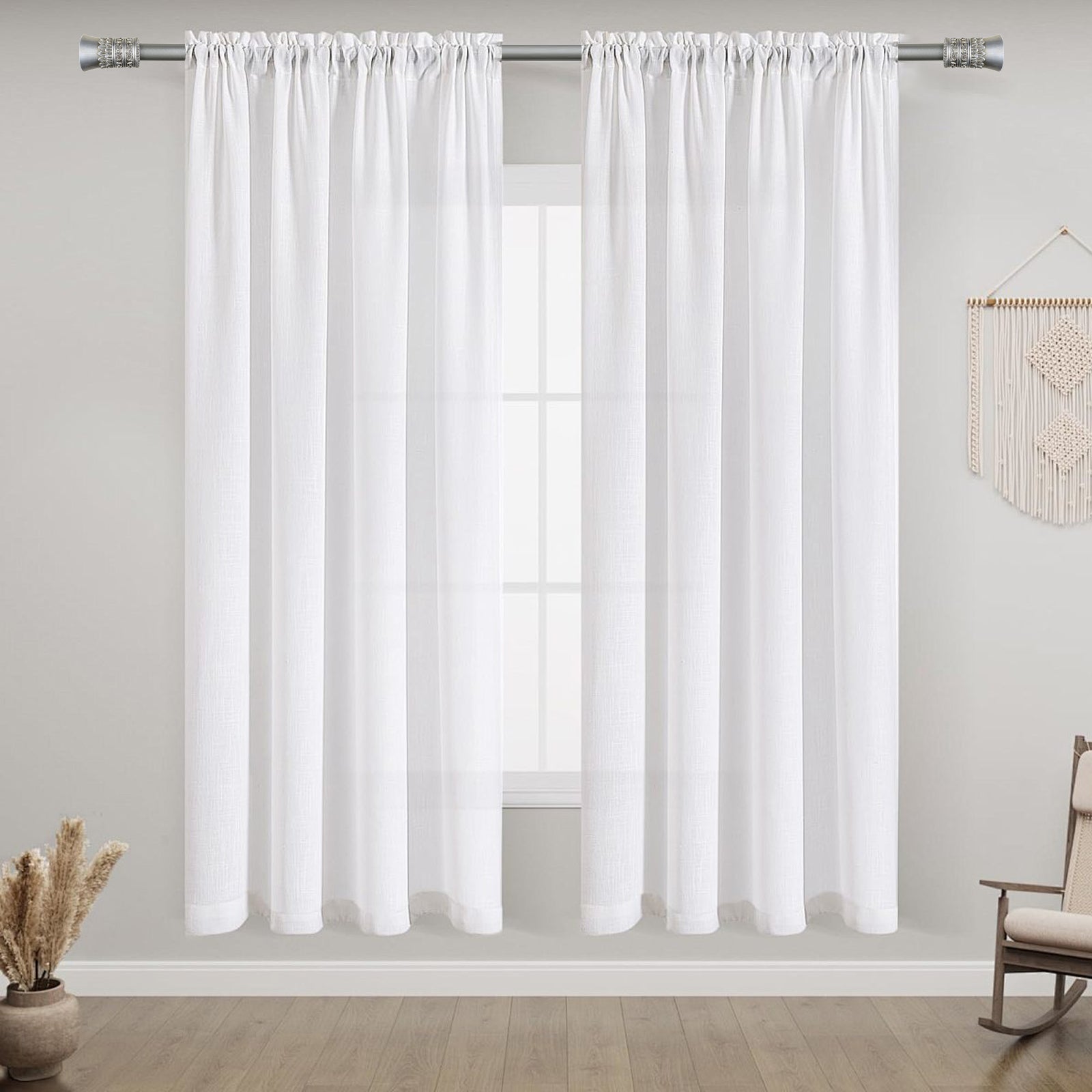 1" Diameter Tribale Curtain Rod, 84"-120", Pewter