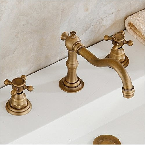 Eulma Deck Mounted Double Handled Bathroom Sink Faucet