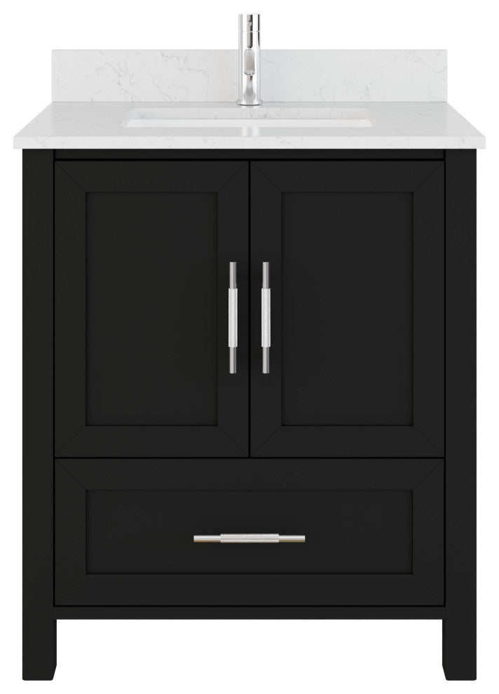 Boulder 30" Single Bathroom Vanity, Espresso With Engineered Stone Top