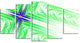 Bright Green Fractal Cross Design, Abstract Canvas Art Print, 60"x32", 5 Panels