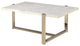 Champagne Finish Coffee Table With Faux Marble Top