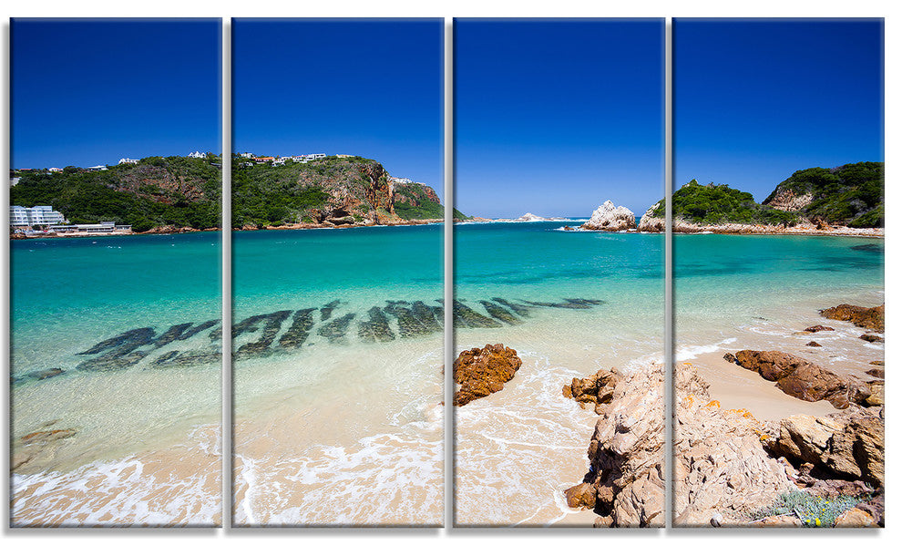 Beautiful Knysna Beach South Africa, Seashore Canvas Print, 48"x28", 4 Panels
