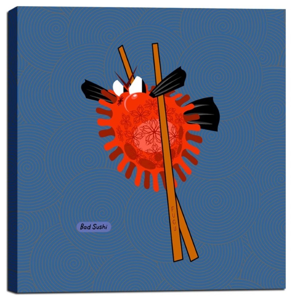 Epic Graffiti "Fugu" by Chuck Wimmer, Giclee Canvas Wall Art, 18"x18"